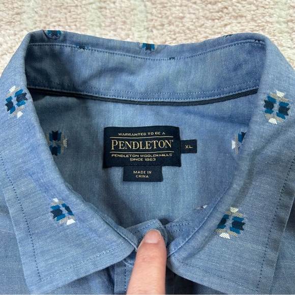 Pendleton Blue Short Sleeve Button Down Shirt Southwest Print 100% Cotton SZ XL - Picture 3 of 8